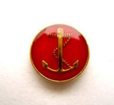 B16095 15mm Red and Gilded Gold Poly Anchor Design Shank Button - Ribbonmoon