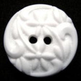 B15484 20mm White Flowery Textured 2 Hole Button