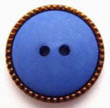 B7961 21mm Matt Royal Blue 2 Hole Button,Gilded Poly Rim - Ribbonmoon