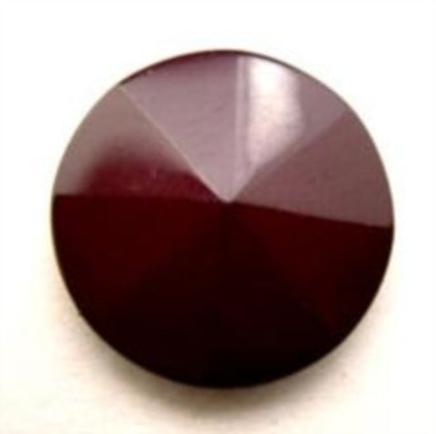 B15998 19mm Deep Maroon Gloss Shank Button, Rising to a Centre Point