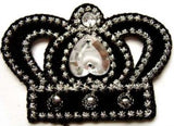 M348 Black, Silver and Diamante Jewel Crown Design Iron on Motif