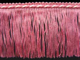 FT1805 75mm Dark Rose Pink and White Cut Fringe on a Corded Braid - Ribbonmoon