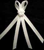 RB276 3mm Bridal White Double Satin Ribbon Bow with Pearls.