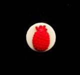 B14211 Red and White Matt Pineapple Design Shank Button - Ribbonmoon