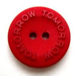 B10201 20mm Post Box Red Matt 2 Hole Button "TOMORROW" Lettering - Ribbonmoon
