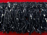 FT534 75mm Charcoal Black and Natural White Woolly Cut Fringe