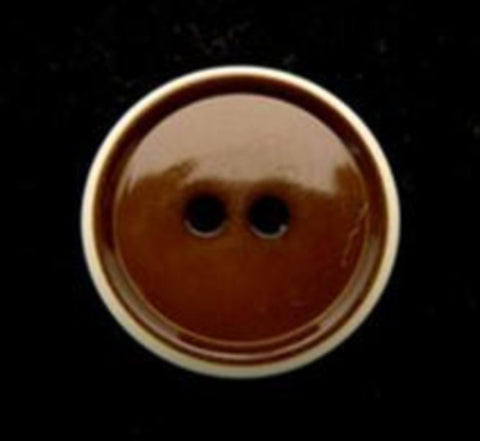 B10412 19mm Brown and Antique White High Gloss 2 Hole Button - Ribbonmoon