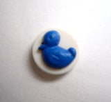 B13759 12mm Dark Royal Blue Duck Design Novelty Shank Button - Ribbonmoon