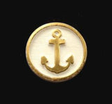 B4678 17mm White and Gold Shank Button with an Anchor Design - Ribbonmoon