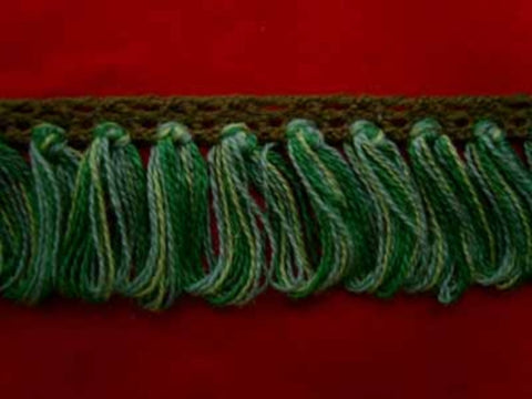 L226 30mm Cotton Looped Tassel Fringe Trimming, Greens - Ribbonmoon