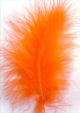 MARAB43 Orange Marabou Feathers, 20 per pack. 10cm x 15cm approx - Ribbonmoon