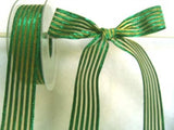 R6140 25mm Metallic Green and Gold Mesh Striped Ribbon By Berisfords - Ribbonmoon