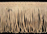 FT2040 75mm Deep Peachy Cream Looped Fringe on a Decorated Braid
