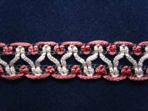 FT953 14mm Pink and Pearl White Braid Trimming