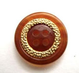 B9039 18mm Tortoise Shell Brown and Gold Plated Ring 4 Hole Button - Ribbonmoon