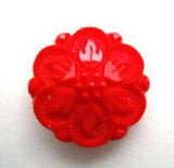 B14092 21mm Red Textured Flower Design Shank Button - Ribbonmoon