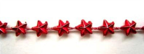 PT108 5mm Metallic Red Strung Star Pearl / Bead String Trimming - Ribbonmoon