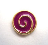 B14487 15mm Gold Palted Metal and Magenta Enamel Shank Button - Ribbonmoon
