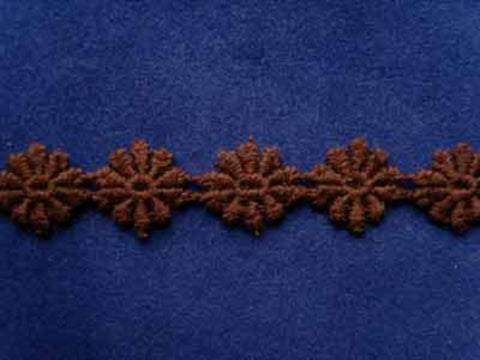 DT33 12mm Chocolate Brown Cotton Daisy Lace Trim - Ribbonmoon