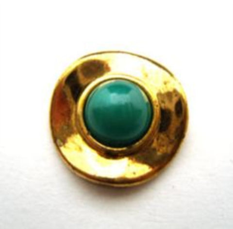 B14871 17mm Jade Green Half Ball Shank Button with a Gilded Poly Rim - Ribbonmoon
