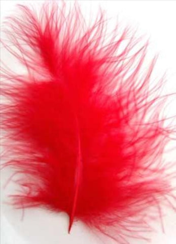 MARAB33 Red Marabou Feathers, 20 per pack. 10cm x 15cm approx - Ribbonmoon