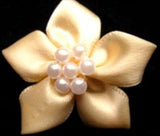 RB344 Cream Satin 5 Petal Poinsettia with Pearl Beads - Ribbonmoon