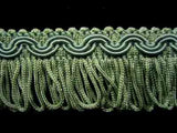 FT1763 33mm Linden and Sea Green Looped Fringe on a Decorated Braid - Ribbonmoon