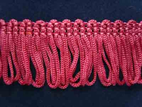 FT244 25mm Dusky Hot Pink Dense Looped Dress Fringe - Ribbonmoon