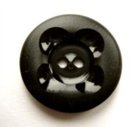 B17711 20mm Black, Glossy Centre and Matt Rim 2 Hole Button - Ribbonmoon
