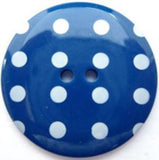 B4849 34mm Royal Blue Glossy Polka Dot 2 Hole Button - Ribbonmoon