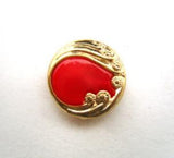 B14442 15mm Red and Gilded Gold Poly Shank Button - Ribbonmoon