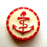 B11802 19mm Red and Ivory Anchor Design Shank Button - Ribbonmoon