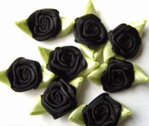 RB294 24mm Black Satin Ribbon Rose - Ribbonmoon