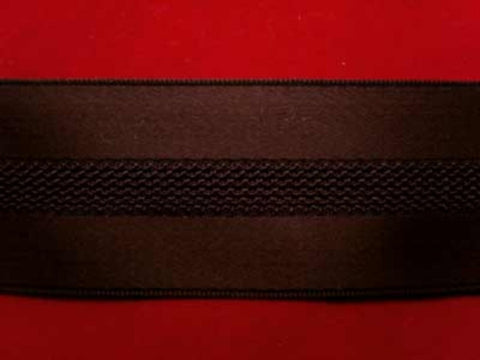 FT936 37mm Dark Brown Satin Braid with a Translucent Matt Mesh Centre Stripe - Ribbonmoon