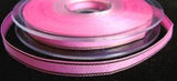 R7192 8mm Pink Polyester Ribbon with Thin Metallic Gold Stripes