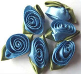 RB284 32mm Dusky Blue Satin Ribbon Rose - Ribbonmoon