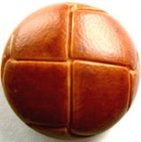B13871 25mm Deep Tan Leather Effect "Football" Shank Button - Ribbonmoon