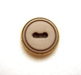 B8303 11mm Ecru Stone Sheen 2 Hole Button with a Gilded Gold Poly Rim - Ribbonmoon