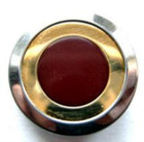 B5211 22mm Silver, Gold and Burgundy Metal and Poly Shank Button - Ribbonmoon