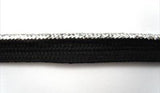 FC129 2mm Metallic Silver Piping Cord, Black Insertion Braid