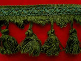 FT571 85mm Leaf Green and Jade Tassel Fringe on a Decorated Braid - Ribbonmoon