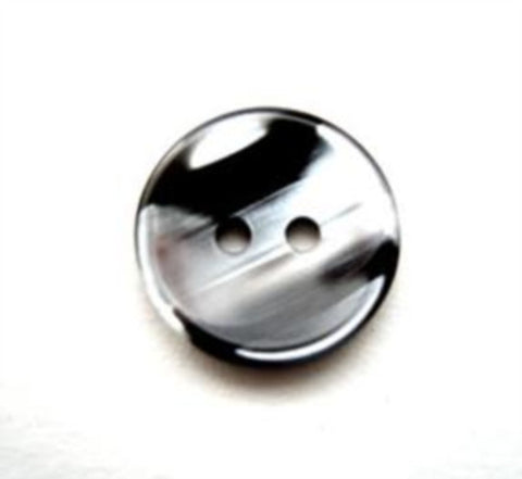 B12115 15mm Black and Pearl Variegated Polyester 2 Hole Button - Ribbonmoon