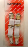 SUS15 White 18mm Clip on Suspenders, Pair