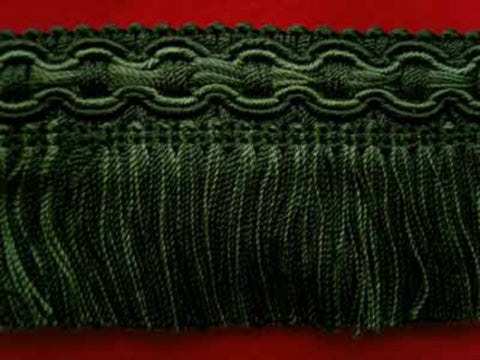 FT594 5cm Forest and Leaf Green Cut Fringing on a Decorated Braid