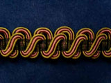 FT324 15mm Black, Dusky Pink and Moss Green Scroll Gimp Braid - Ribbonmoon