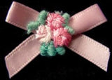 RB450 7mm Pink Satin Ribbon Bow with a Flowery Centre