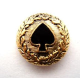 B14883 18mm Black Ace of Spades, Gilded Gold Poly Shank Button - Ribbonmoon
