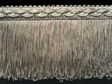 FT777 73mm Smoked Mid Grey Looped Fringe on a Decorated Braid - Ribbonmoon