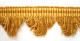 FT029 37mm Mixed Golds Fan Edge Looped Fringe on a Woven Braid - Ribbonmoon