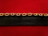 FT991C 3mm Gold Metal Chain on a Black Faux Leather Flange - Ribbonmoon